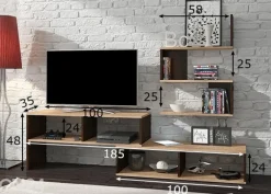 TV-taso + seinähylly 185 cm