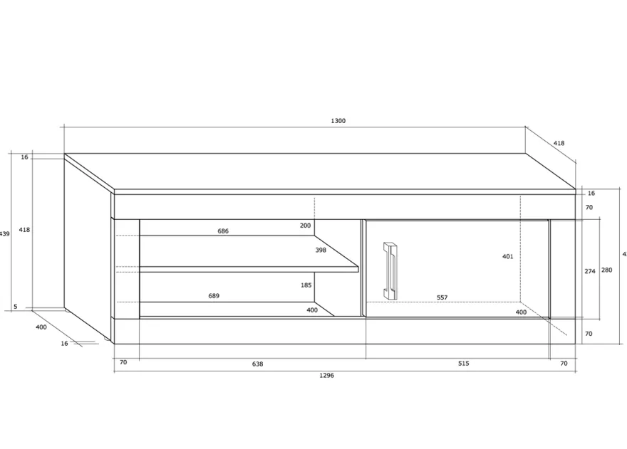 TV-taso Skibbereen 130 cm