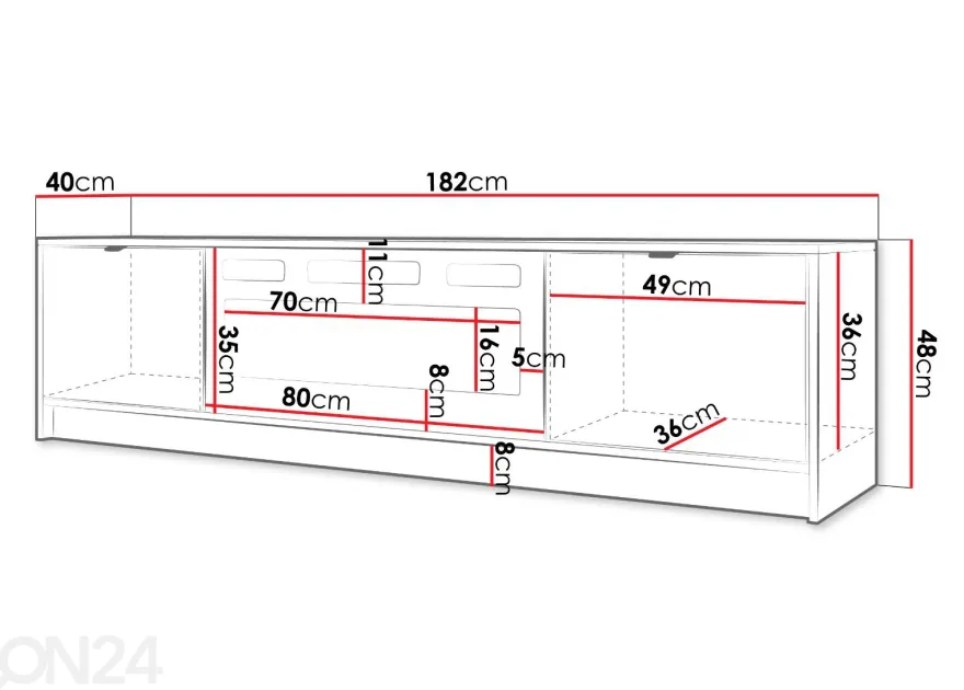 TV-taso Tireno 182 cm sähkötakalla