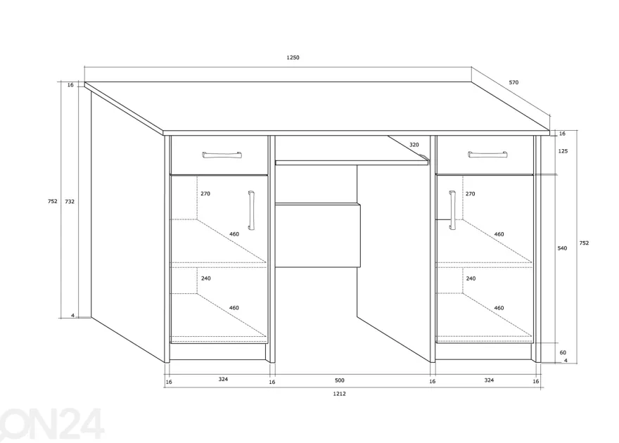 Työpöytä 125 cm