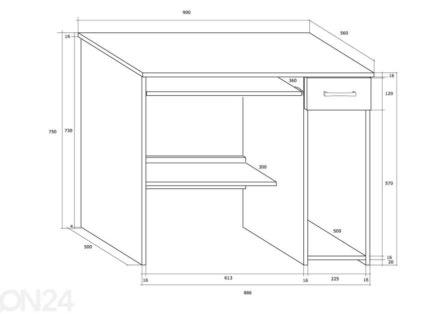 Työpöytä Max 90 cm
