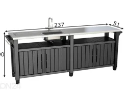 Ulkokeittiö pesualttaalla Keter Unity Chef 51x237 cm, grafiit