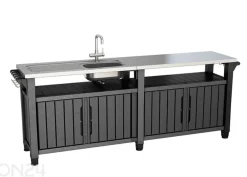 Ulkokeittiö pesualttaalla Keter Unity Chef 51x237 cm, grafiit