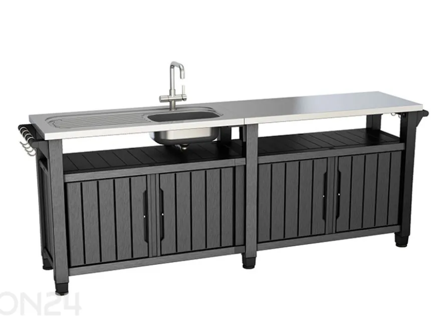 Ulkokeittiö pesualttaalla Keter Unity Chef 51x237 cm, grafiit