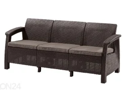Ulkosohva Keter Corfu Loveseat kolmelle, ruskea