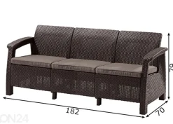Ulkosohva Keter Corfu Loveseat kolmelle, ruskea