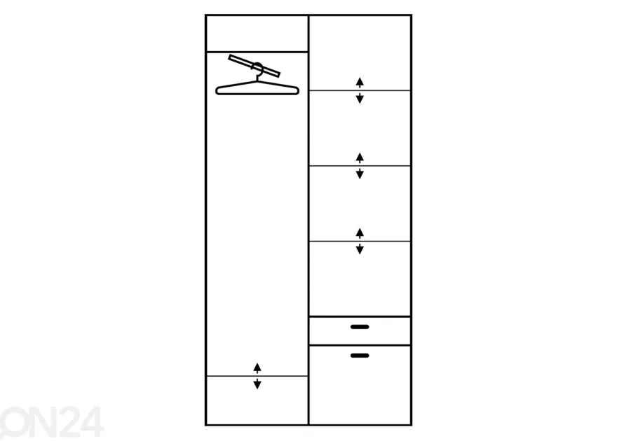 Vaatekaappi 100 cm