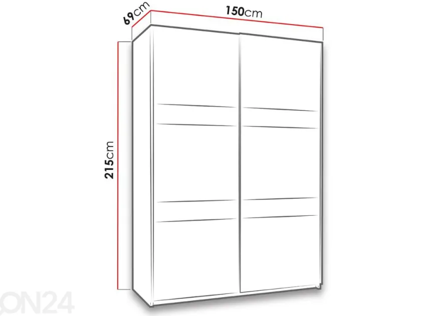 Vaatekaappi 150 cm + LED