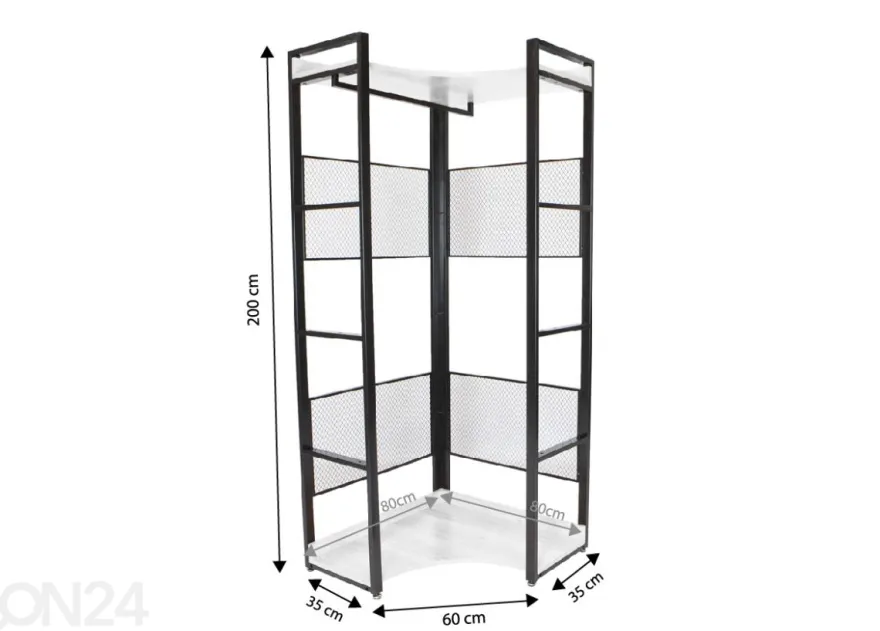 Vaatekaappijärjestelmän runko (kulma, 120 cm)
