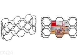Viinipulloteline 10:lle viinipullolle Hexagon, 43x12x11 cm, musta
