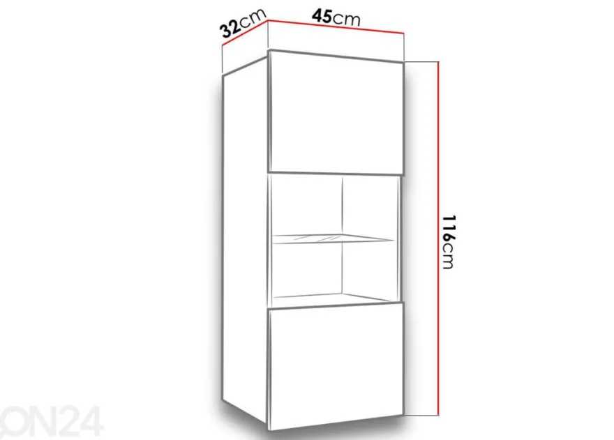 Vitriinikaappi Claudia 45 cm + valaistus