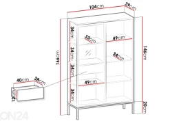 Vitriinikaappi Senato 104 cm + LED