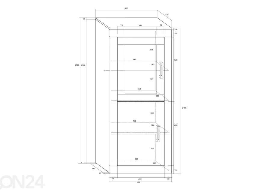 Vitriinikaappi Skibbereen 60 cm