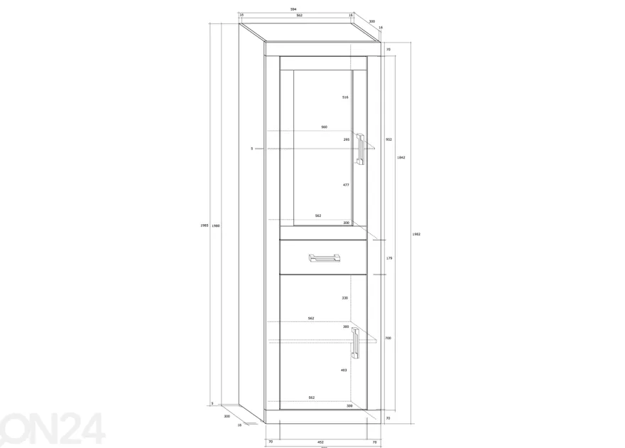 Vitriinikaappi Skibbereen 60 cm