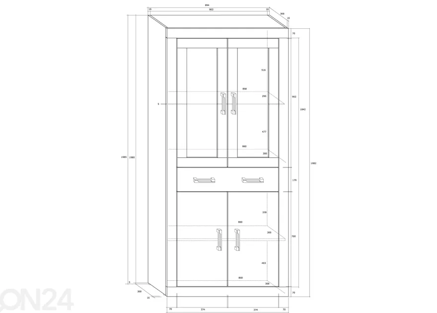 Vitriinikaappi Skibbereen 90 cm