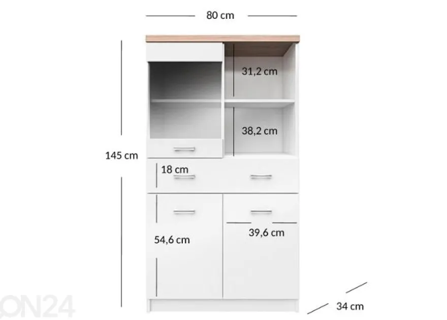 Vitriinikaappi Top mix 80 cm